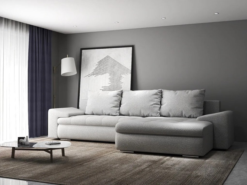 Colțar extensibil dumonde cu ladă de depozitare si sezut confortabil din spuma high-density, Leonardo Euphoria Dove 260x185 cm II