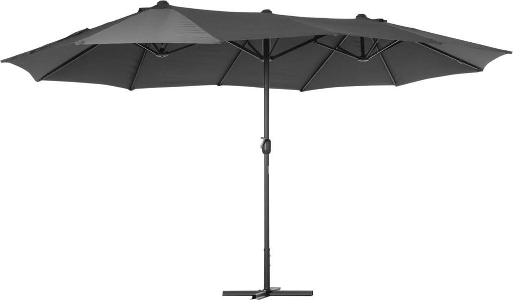 Outsunny Umbrelă de grădină XXL cu picior în cruce, umbrelă de dimensiuni mari 4,6L x 2,7l x 2,4H cm, manivelă de deschidere/închidere, oțel, poliester de înaltă densitate, gri | Aosom Romania