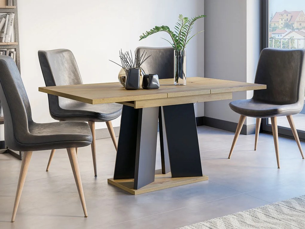 Masă sufragerie extensibilă 120 cm Jeremias (Gri + Alb) (pentru 4-6 persoane). 1105345