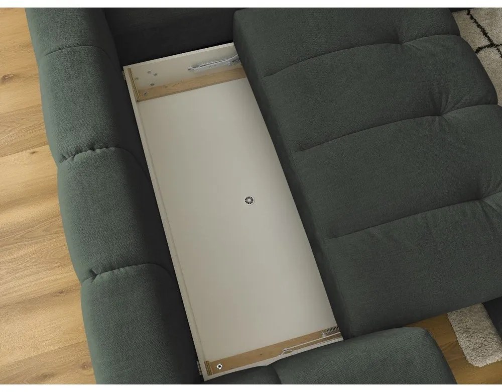 Colțar verde extensibil/cu spațiu de depozitare (cu colț pe partea dreaptă/în formă de ”L”) Fuji – Bobochic Paris