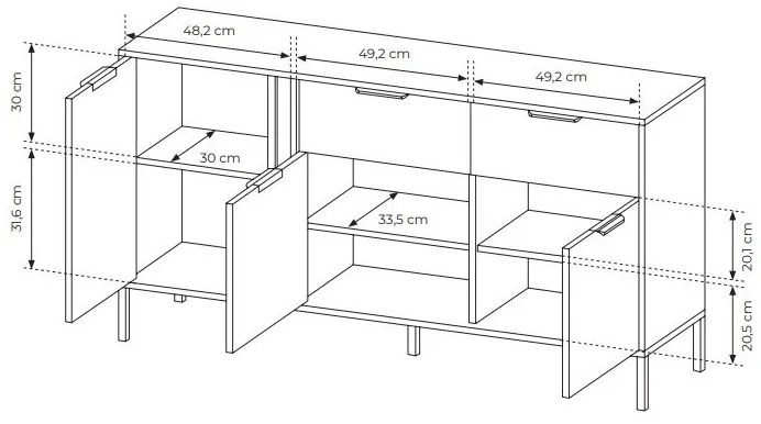 Comodă Lyran 3D2S (antracit + Auriu). 1071354