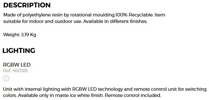 CORP DE ILUMINAT LED RGB DECORATIV THE SECOND LIGHT 38cm