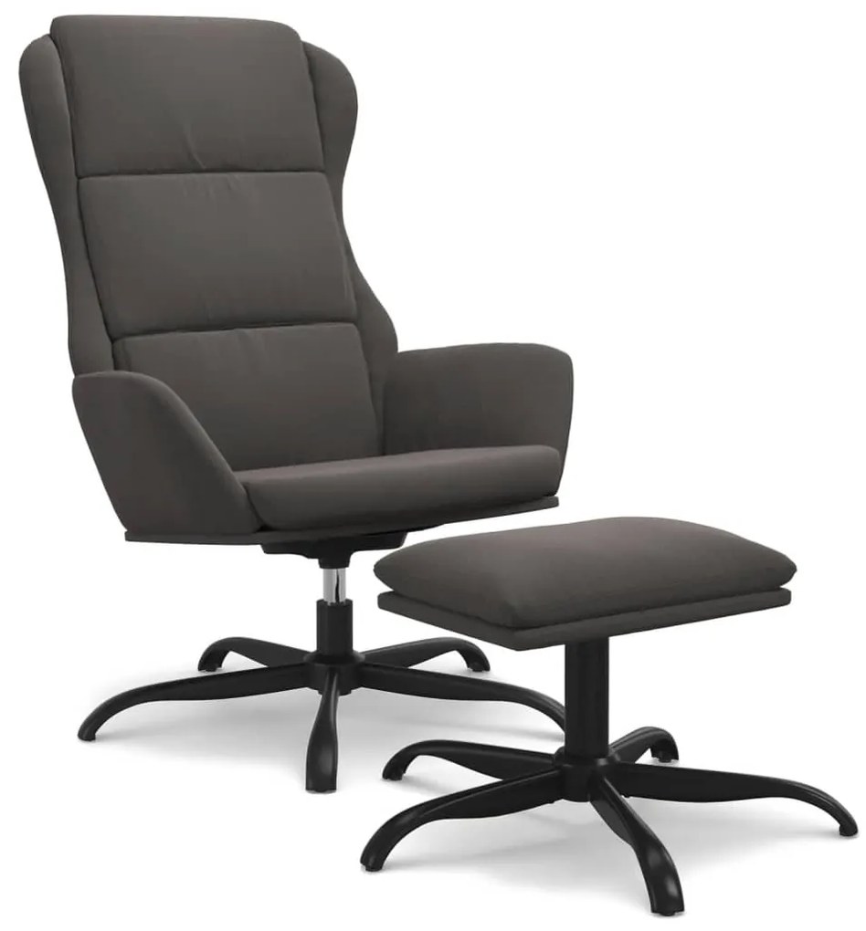 3097922 vidaXL Scaun de relaxare cu taburet, gri închis, microfibră