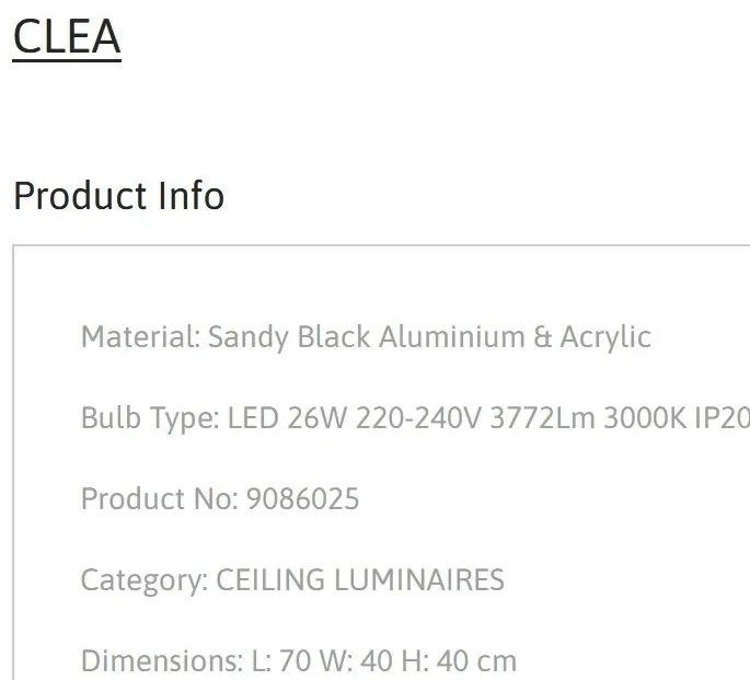 Lustra LED aplicata design modern CLEA negru 26W
