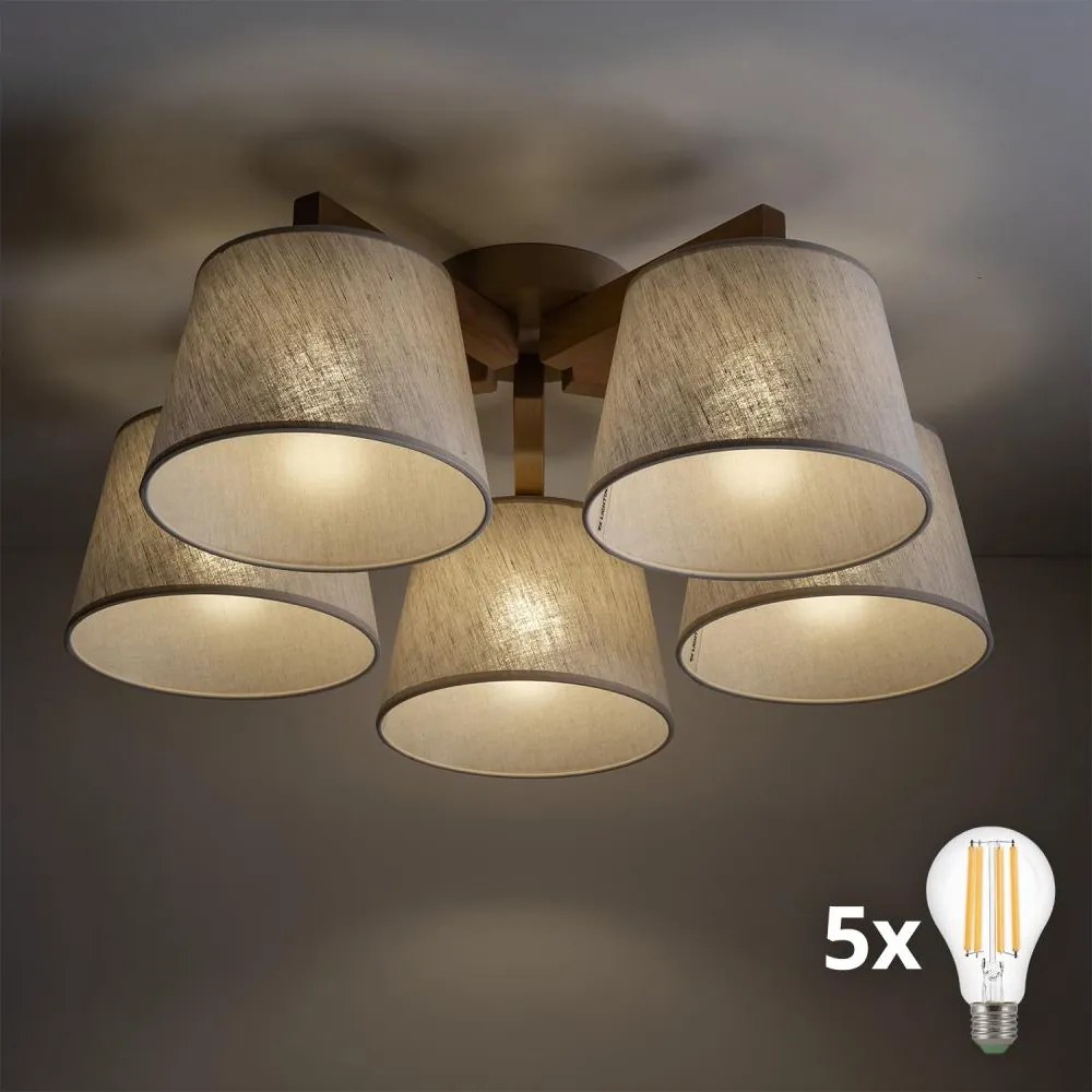 BRILAGI - Plafonieră LED aplicată LATTE SABIA 5xE27/15W/230V pin/crem
