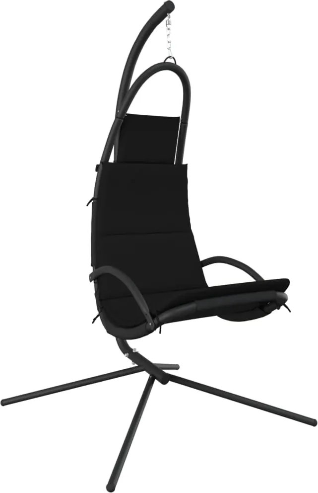vidaXL Scaun balansoar grădină cu pernă, negru, textil oxford și oțel