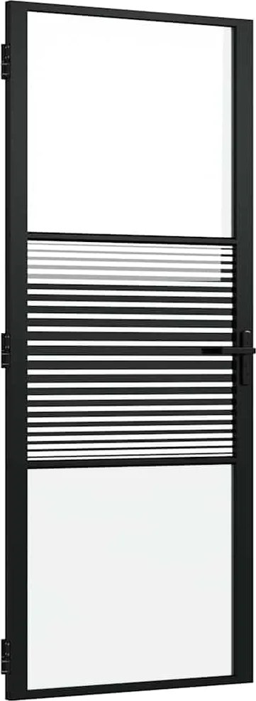 vidaXL Ușă de sticlă Dungi Negru 76 x 3.5 x 201.5 cm Aluminiu