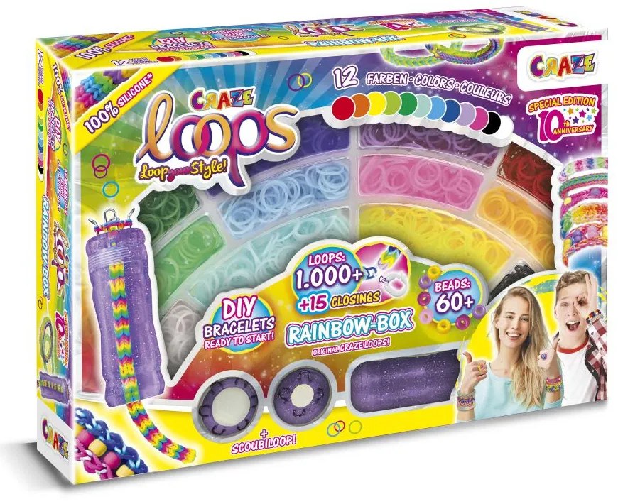 SET DE CREATIE CU 1000 DE ELASTICE PENTRU CONFECTIONARE BIJUTERII - CRAZE (CRZ59661)