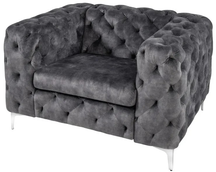 Fotoliu design Chesterfield, Catifea, Gri, MODERN BAROCK