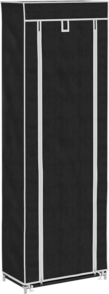 vidaXL Dulap pantofi material textil cu capac, negru, 57x 29x162 cm