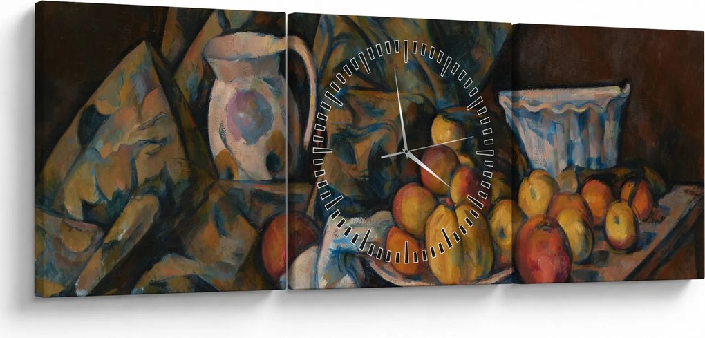 Tablou - Paul Cézanne, Still Life with Apples and Peaches, reproducere (cu ceas) (90x30 cm)