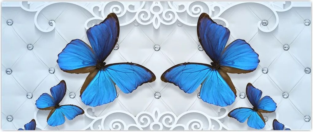 Tablou - Fluturi albaștri (120x50 cm)