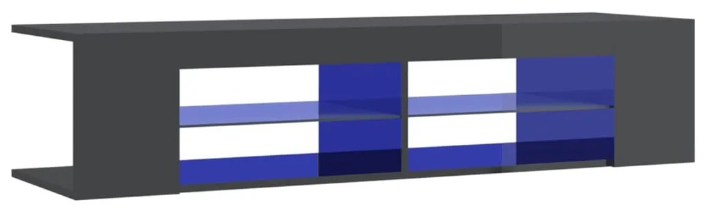 804237 vidaXL Comodă TV cu lumini LED, gri extralucios, 135x39x30 cm