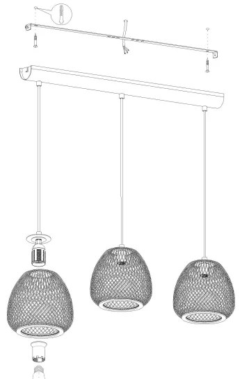 Eglo 43266 - Lustră pe cablu DEMBLEBY 1 3xE27/40W/230V