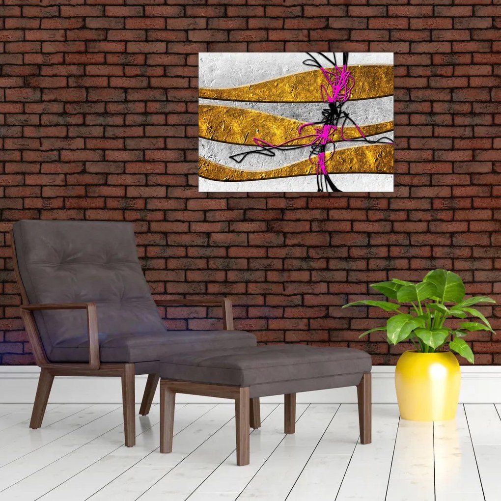 Tablou pe sticlă cu abstracție (70x50 cm)