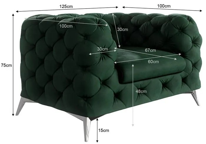 Fotoliu verde închis cu tapițerie din catifea Chelsea – Ropez