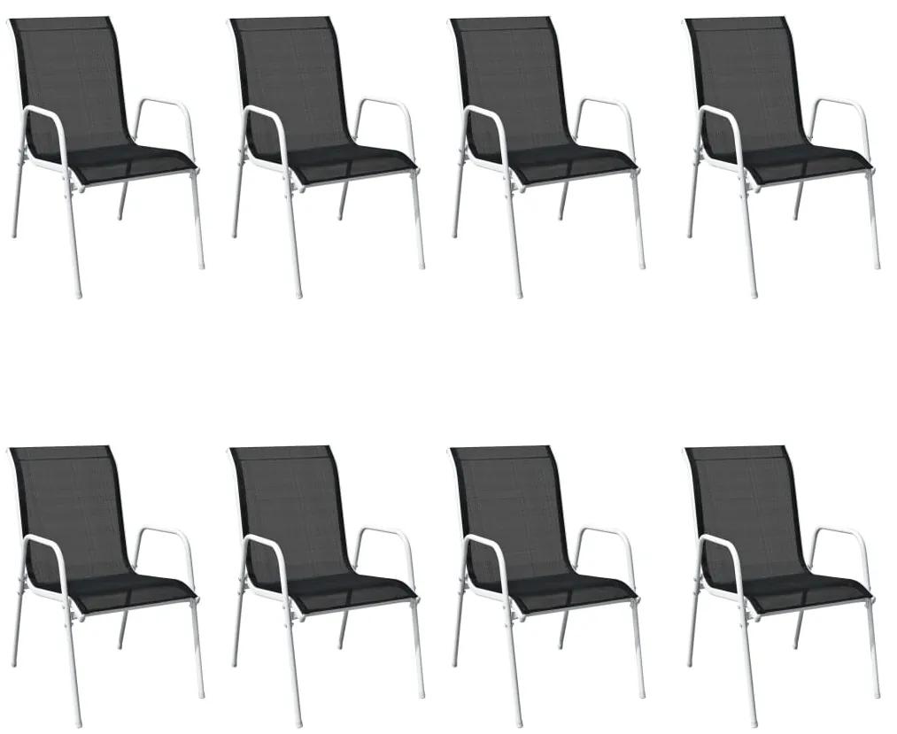 Set mobilier de exterior, 9 piese, negru, otel