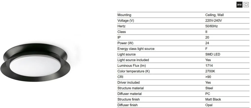 Plafoniera LED design circular 45cm TENDER negru