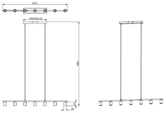 Lustră pe cablu VANNES 7xE27/40W/230V Reality