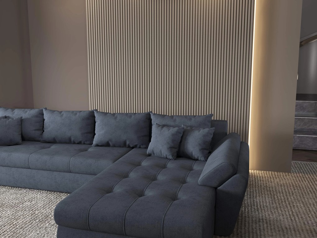 Colțar extensibil dumonde cu ladă de depozitare si sezut confortabil din spuma high-density, Loana XL Enjoy Antracit II 335x185 cm