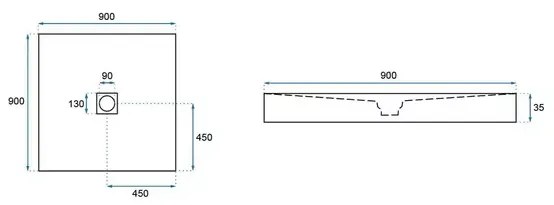 Cadita dus patrata Rea Rock 90x90 negru