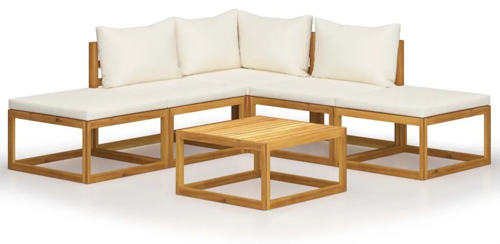 45915 vidaXL Set mobilier grădină cu perne, 6 piese, lemn masiv acacia