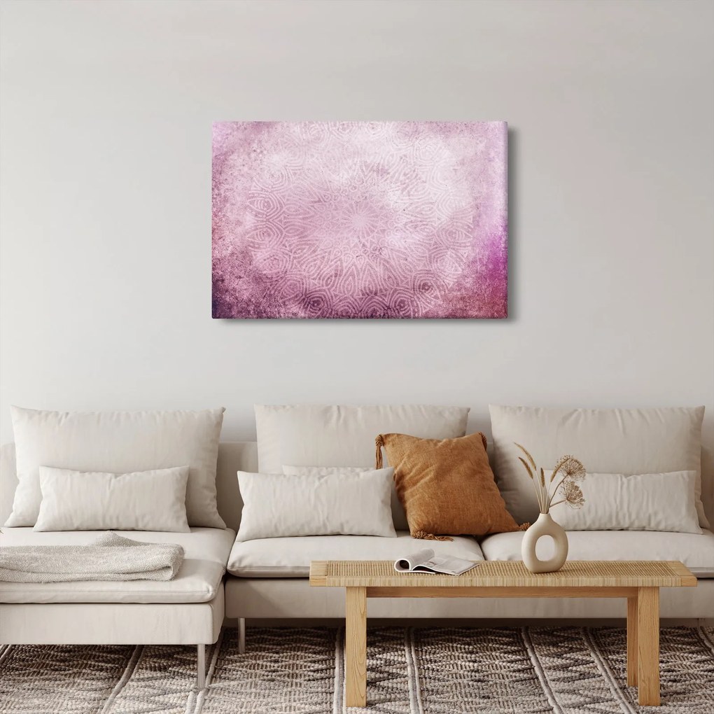 Tablou - Mandala pe zid roz (90x60 cm)