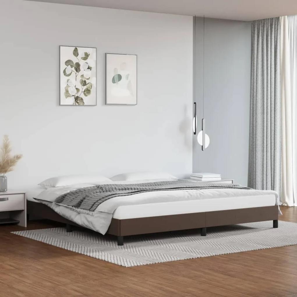 346925 vidaXL Cadru de pat, maro, 200x200 cm, piele ecologică