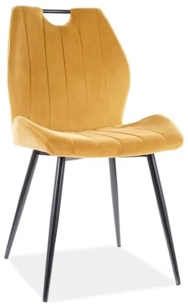 Scaun Arco Velvet Mustariu / Negru – l52 x A44 x H92 cm