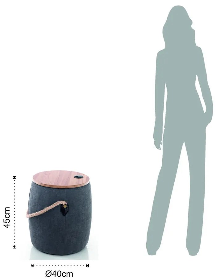 Puf cu spațiu de depozitare Tomasucci Barril, gri