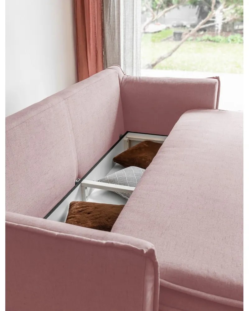 Canapea roz-deschis extensibilă 225 cm Charming Charlie – Miuform