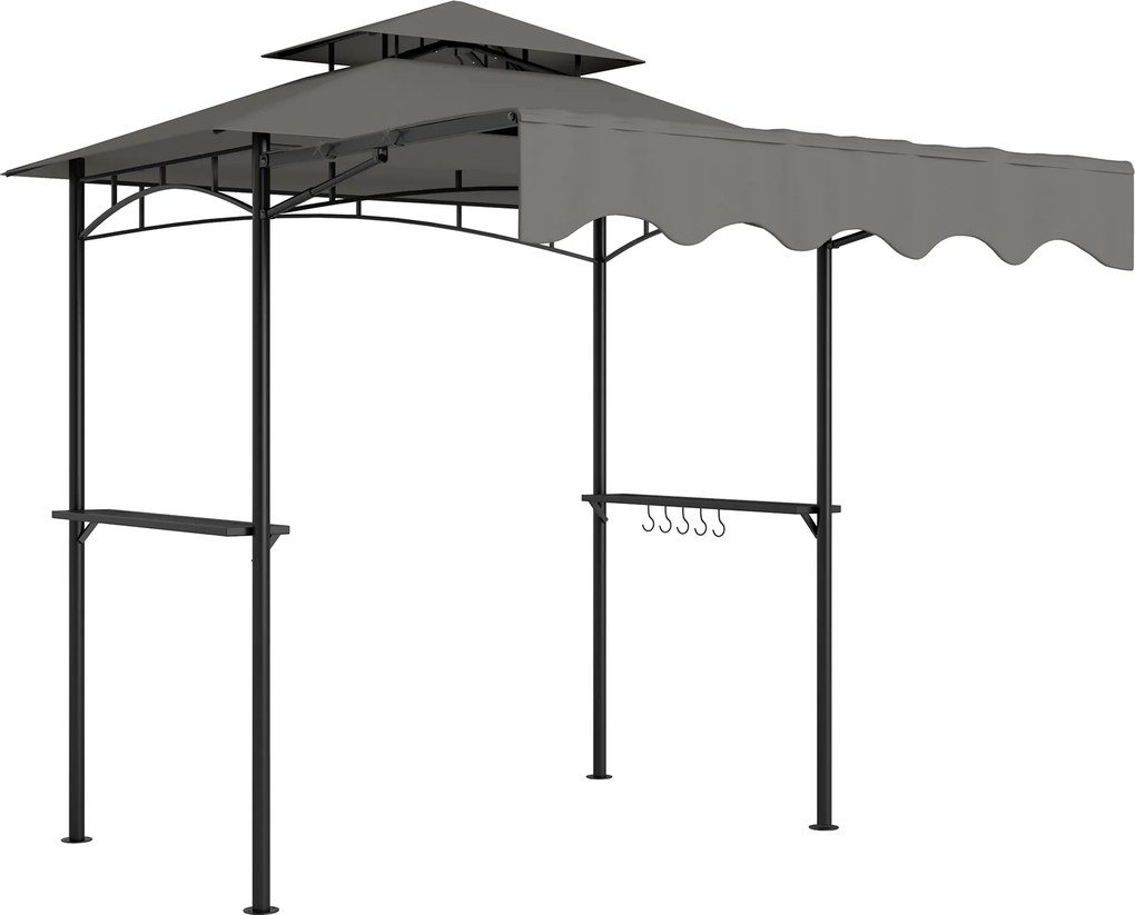 Outsunny Pavilion de grătar 242x149x248 cm rezistent la apă ignifug pavilion de grădină cu acoperiș cu dublu strat Gri | Aosom Romania