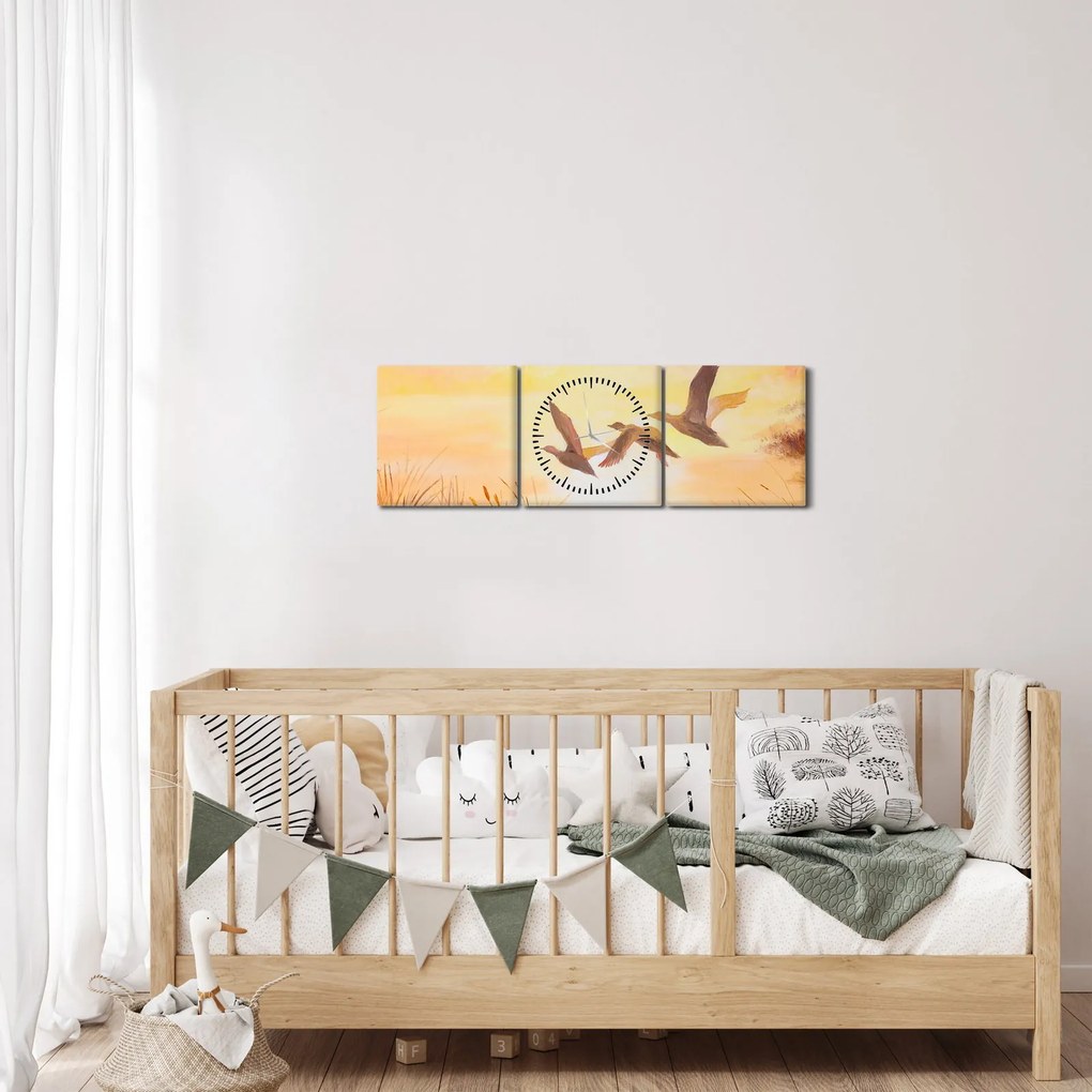 Tablou - Macarale la apus de soare (cu ceas) (90x30 cm)