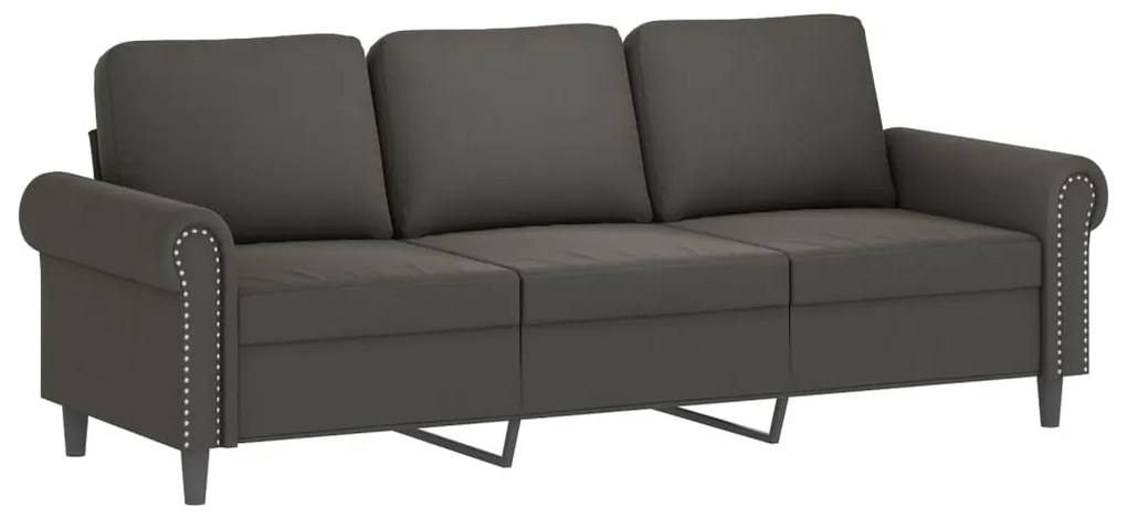 349168 vidaXL Canapea cu 3 locuri, gri închis, 180 cm, material catifea