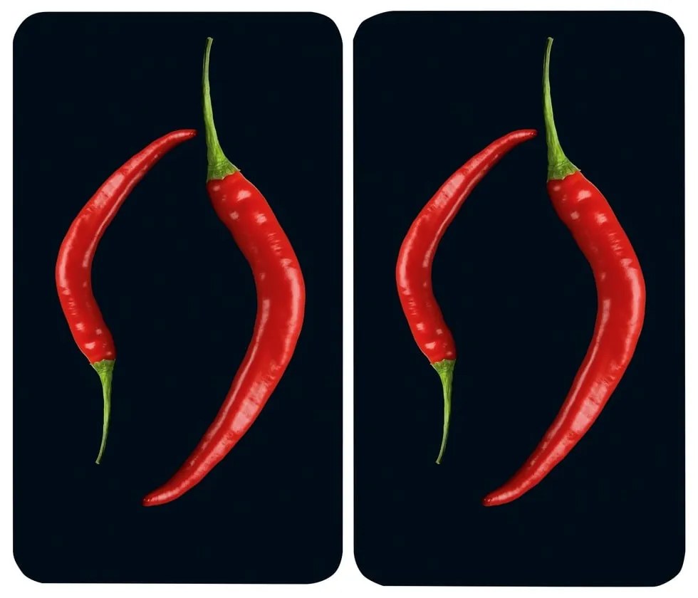 Set 2 protecții din sticlă pentru aragaz Wenko Pepperoni, 52 x 30 cm