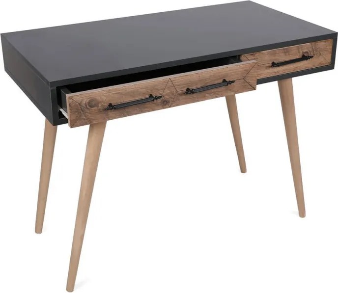 La mâna a doua: Birou Kalune Design 854KLN1502, 105x55 cm, 2 sertare, Finisaj melaminat, Maro / Negru