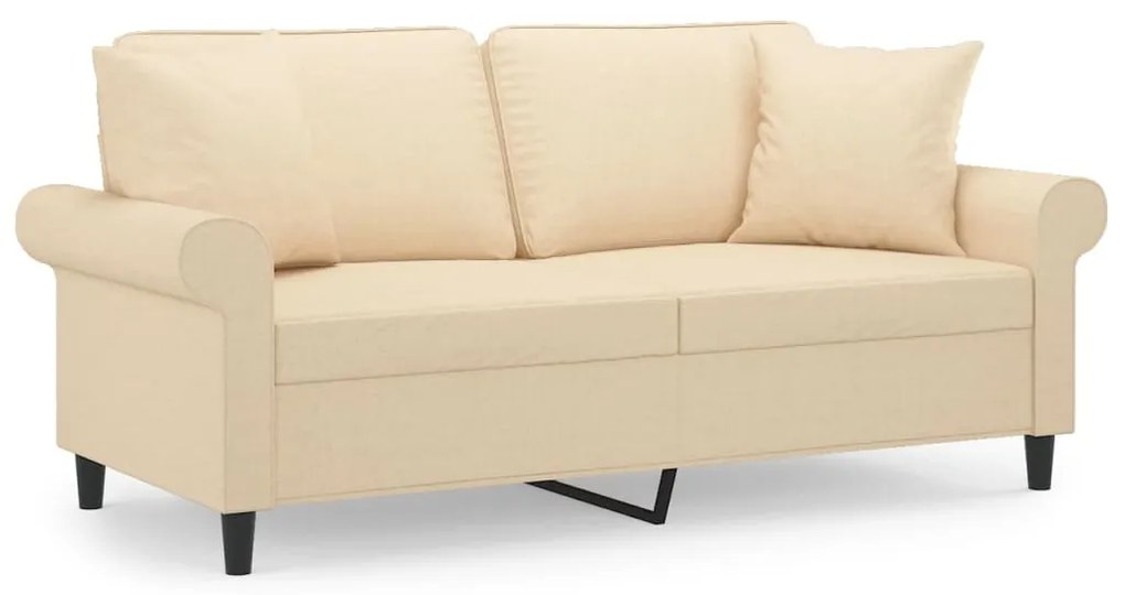 3153243 vidaXL Canapea cu 2 locuri cu perne&pernuțe crem 140 cm textil