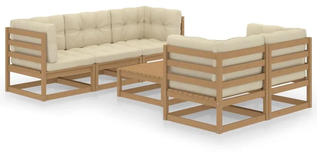 3076382 vidaXL Set mobilier de grădină cu perne, 6 piese, lemn masiv pin