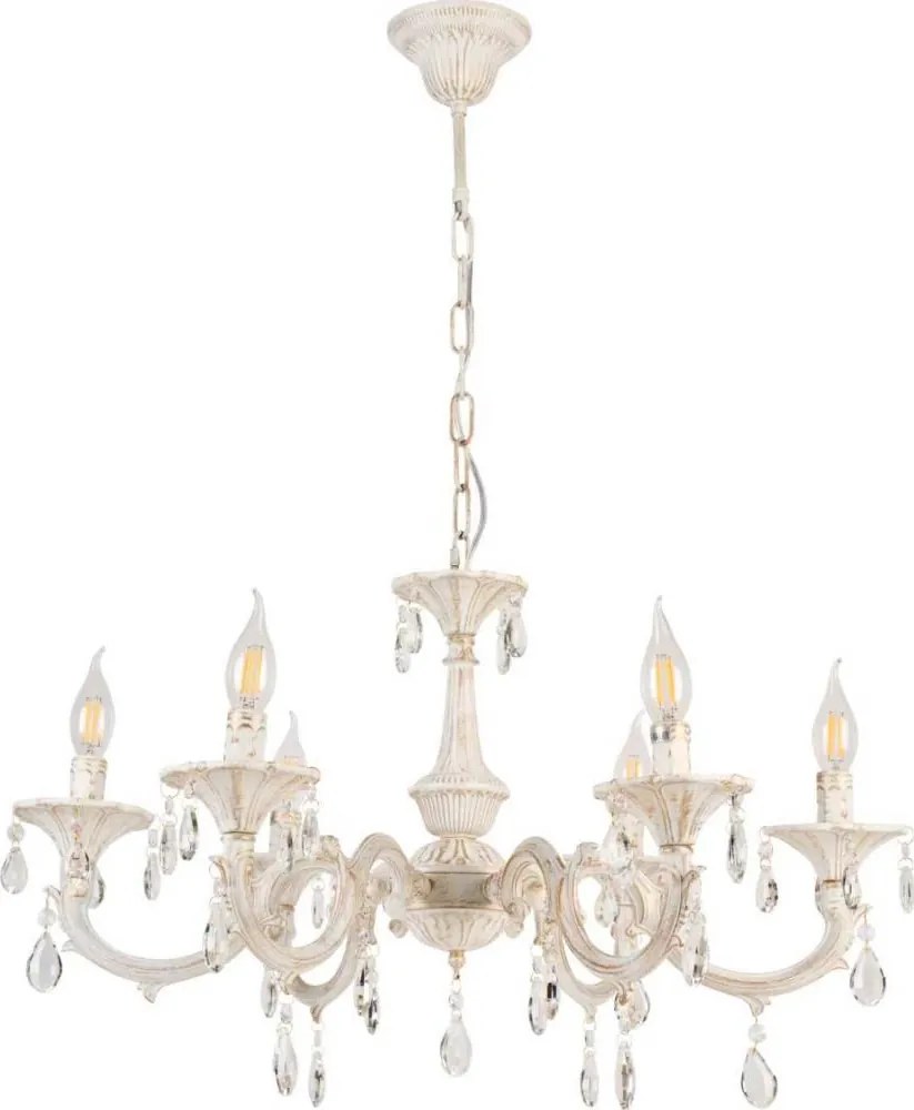 Brilagi - Candelabru suspendat pe lanț CLASSIC 6xE14/10W/230V crem/patină