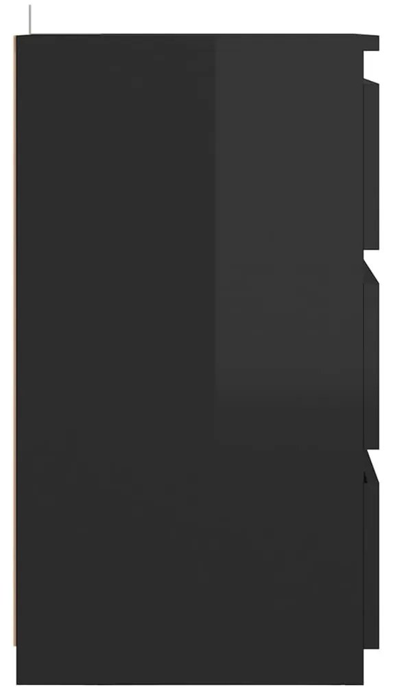 Noptiera, negru extralucios, 40x35x62,5 cm, lemn compozit 1, negru foarte lucios