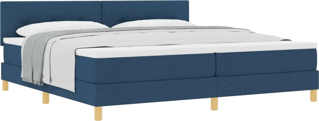 vidaXL Pat cu arcuri cu saltea albastru 200 x 200 cm țesătură