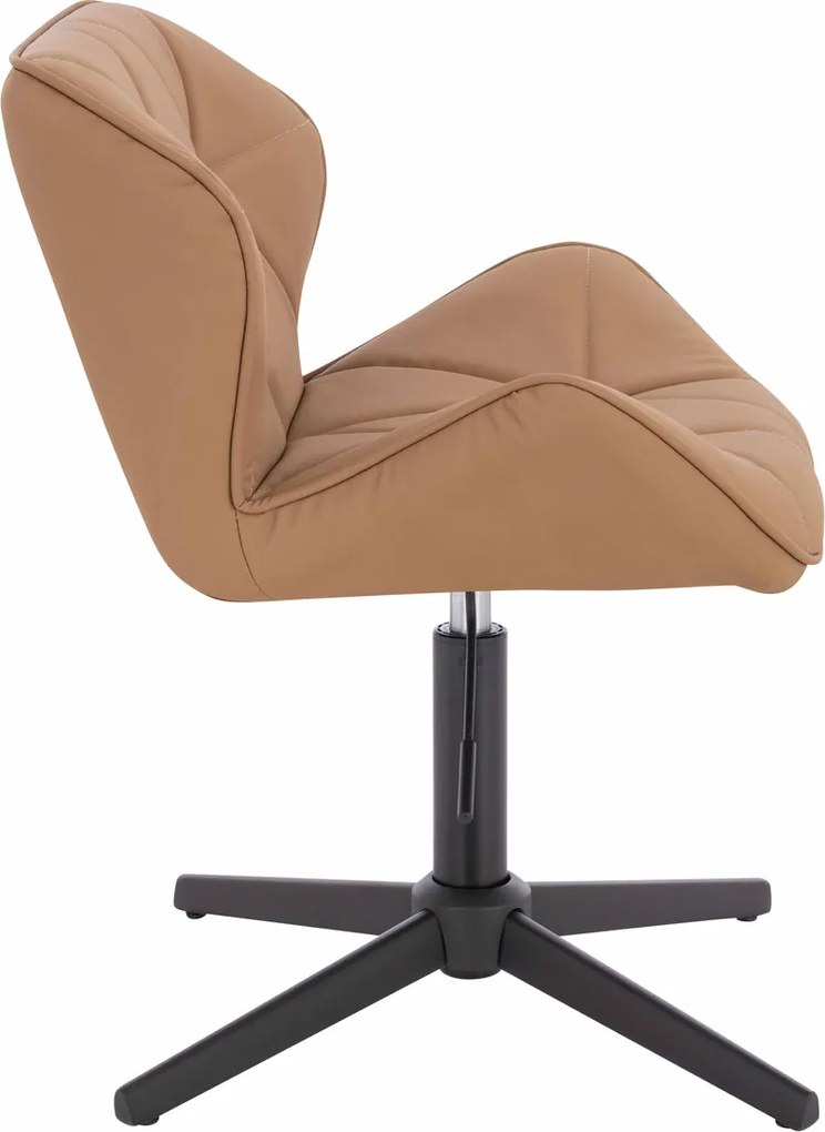 HR111CROSS Scaun Caramel Piele Ecologica Premium Soft cu Bază Neagră