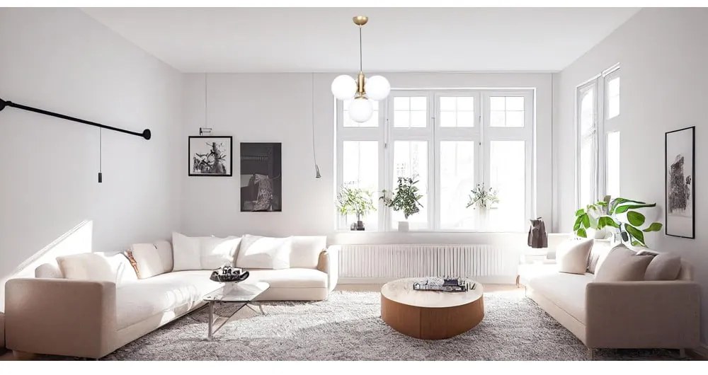 Lustră alb-auriu cu abajur din sticlă ø 15 cm Hector – Squid Lighting