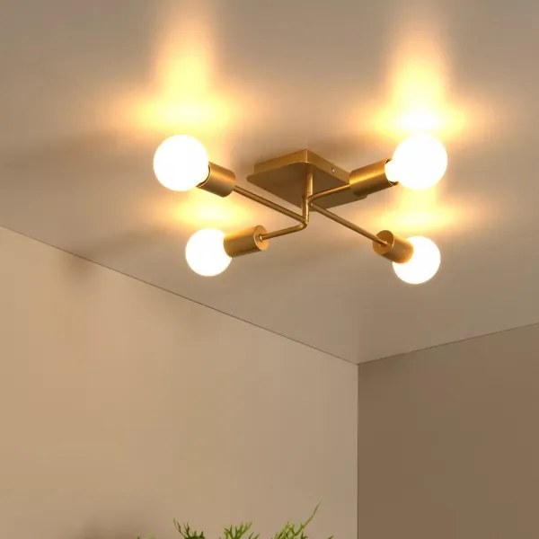 Lucide 21118/04/02 - Lustru aplicat LESTER, 4xE27/40W/230V, auriu