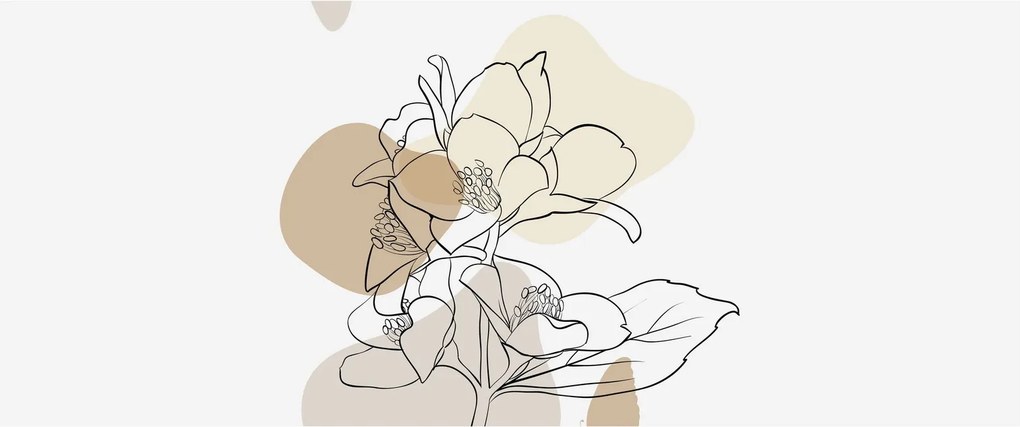Tablou - Flori bej cu fluture N⁰1 (120x50 cm)
