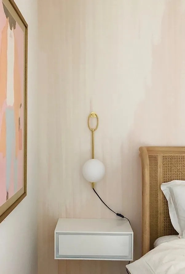 Aplica de perete portabila, cu intrerupator pe cablu, design modern GINA, alama antichizata