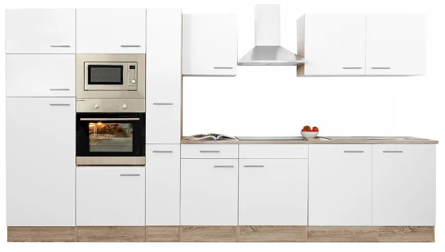 Mobilă de bucătărie Yorki 360, corp din stejar Sonoma, cu față alb satinat