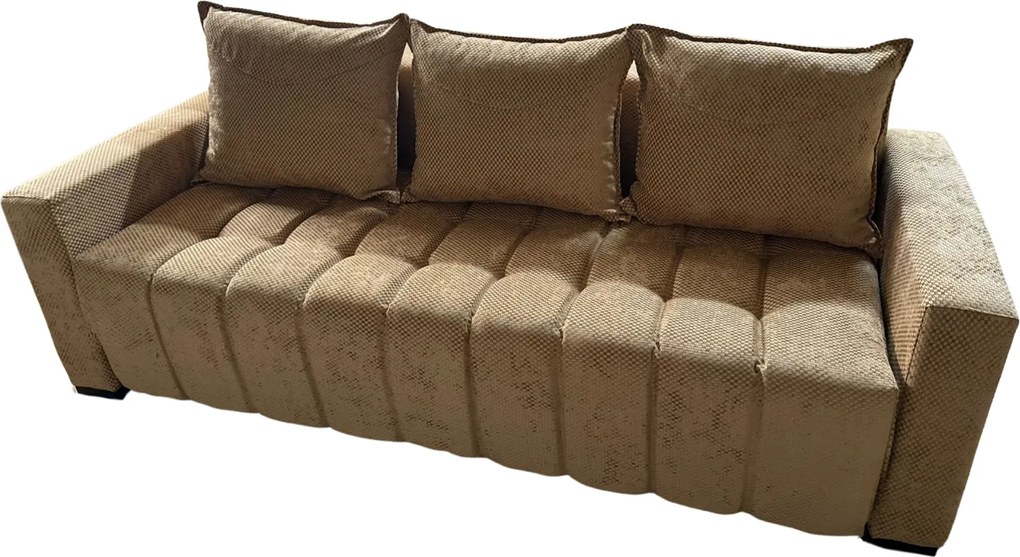 Canapea ZARA extensibila, 3 locuri, cu lada de depozitare, stofa bej auriu , 220x95x80 Bej Auriu, Stofa, 220 cm