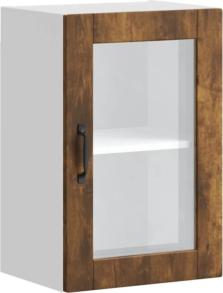 vidaXL Dulap de bucătărie cu ușă din sticlă stejar afumat „Porto”.