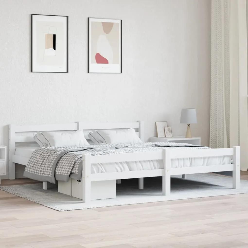 322073 vidaXL Cadru de pat, alb, 180x200 cm, lemn de pin masiv
